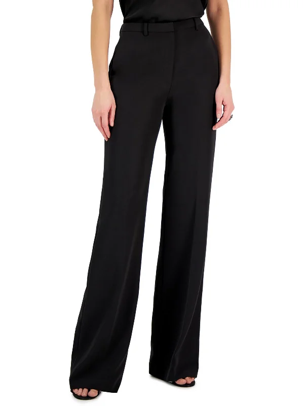 Everyday Glamour Womens Solid Polyester Flared Pants