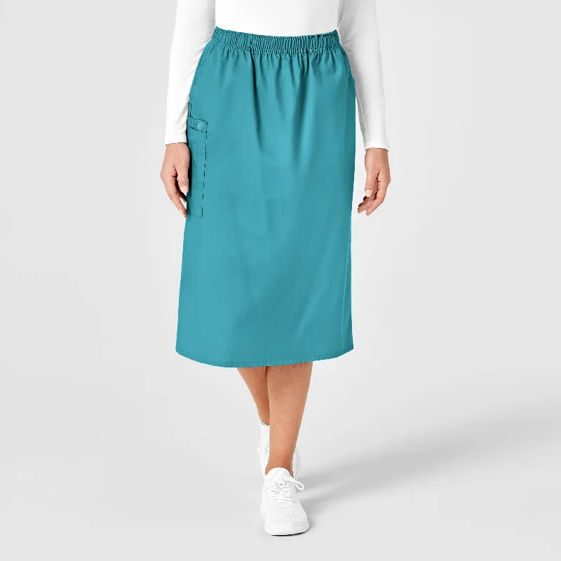 Cutting Edge Fashion WonderWORK Women's Pull On Cargo Scrub Skirt - Teal Blue