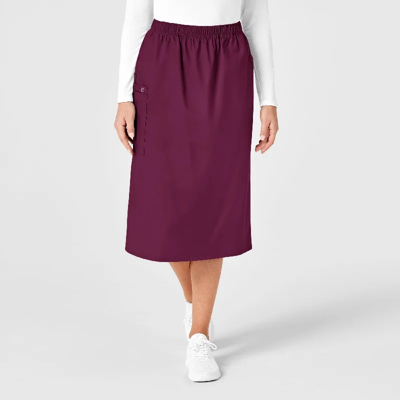 Wardrobe Update WonderWORK Women's Pull On Cargo Scrub Skirt - Wine